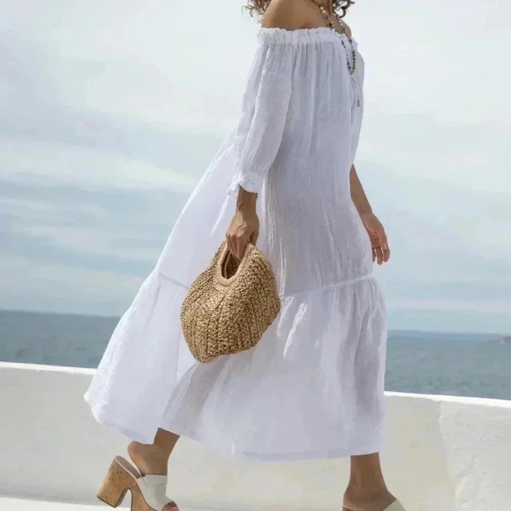 Sunday Saint Tropez Noelie Linen Dress White